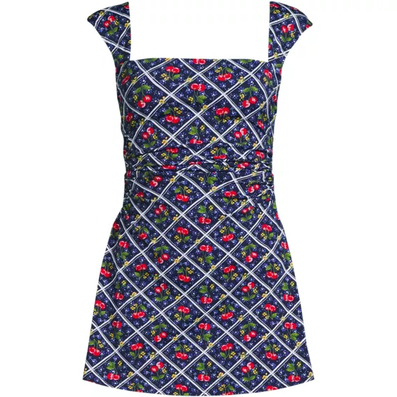 Women's Plus Size NEW Smoothing Square Neck Ruched Swim Dress Swimsuit - primary