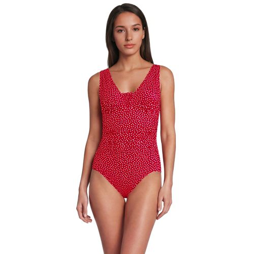  Lands' End Shape-badeanzug Mit V-ausschnitt Und Verstellbaren Trägern Slender In Lang-größe, Damen, Größe:36 Regular, Rot, Nylon-mischung, By Lands' End 