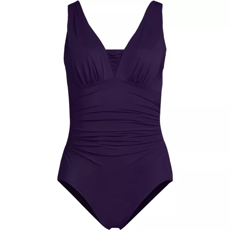 Women's Plus Size Long Torso New SlenderSuit Grecian Adjustable Low Leg One Piece, Front