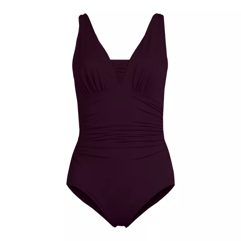 Women's Mastectomy New SlenderSuit Grecian Adjustable Low Leg One Piece, Front