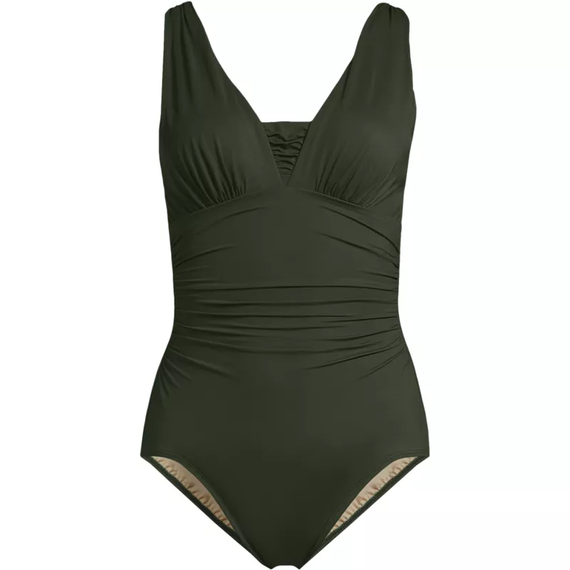 Women's Plus Size New SlenderSuit Grecian Adjustable Low Leg One Piece, Front