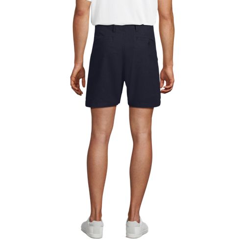  Lands' End Soft Ease Classic Fit Leinenmix-shorts, 18 Cm, Herren, Größe:46 Regular, Blau, Leinen/baumwoll-mischung, By Lands' End 
