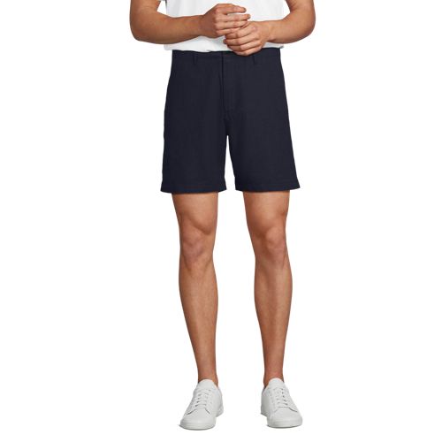  Lands' End Soft Ease Classic Fit Leinenmix-shorts, 18 Cm, Herren, Größe:46 Regular, Blau, Leinen/baumwoll-mischung, By Lands' End 
