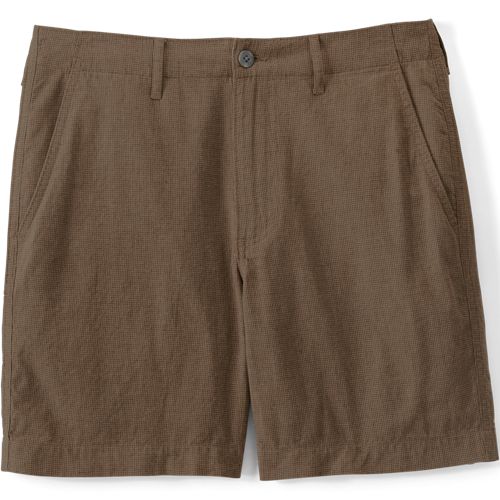 Soft Ease Linen Blend Shorts, Classic Fit, Men, size: 40, regular, Brown, Linen/Cotton-blend, by Lands' End