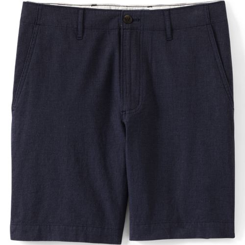 Soft Ease Linen Blend Shorts, Classic Fit, Men, size: 34, regular, Blue, Linen/Cotton-blend, by Lands' End