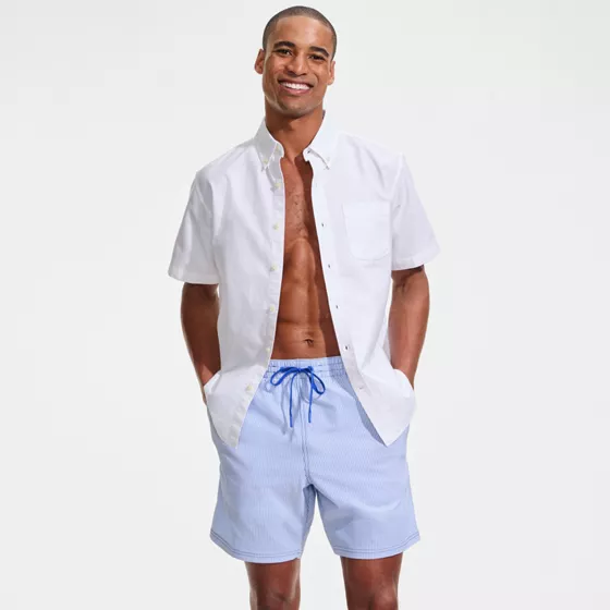 Mens 7" Seersucker Volley with Hydroliner Swim Trunk - primary