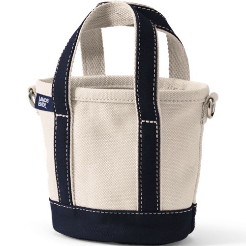 Mini Open Top Canvas Tote, Women, size: one size, regular, Ivory, Cotton, by Lands' End