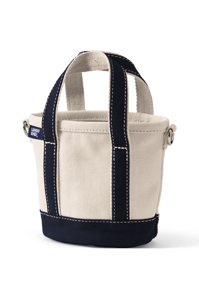 Mini Natural Open Top Canvas Tote Bag - Lands' End - Ivory