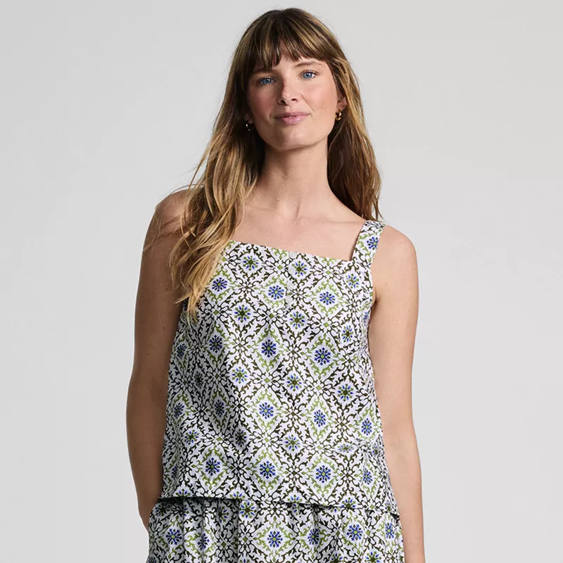 Women's Poplin Square Neck Sleeveless Shell, alternative image