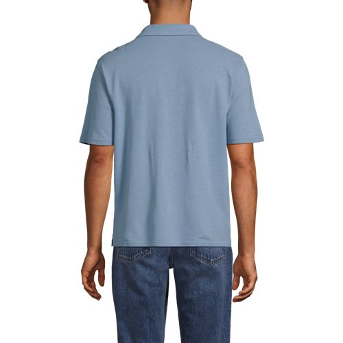  Lands' End Poloshirt Aus Baumwoll/leinenmix, Herren, Größe:48-50 Regular, Blau, Leinen/baumwoll-mischung, By Lands' End 