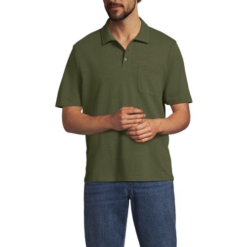  Lands' End Poloshirt Aus Baumwoll/leinenmix, Herren, Größe:44-46 Regular, Grün, Leinen/baumwoll-mischung, By Lands' End 