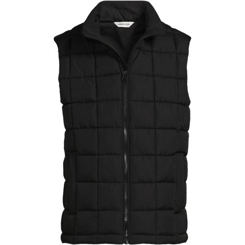 Grid Quilted FeatherFree Gilet, Men, size: L, regular, Black, Polyester, by Lands' End