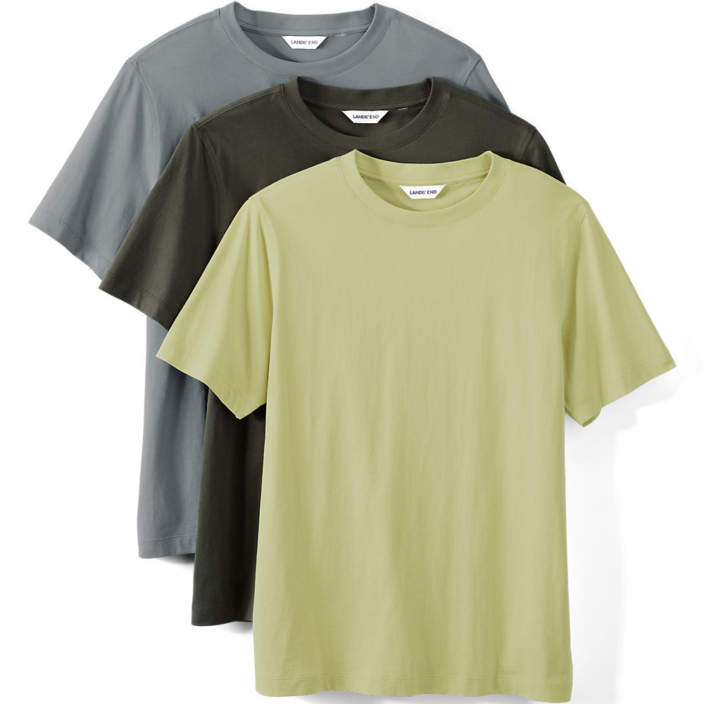 Pure Cotton Crew Neck T-Shirt - 3 Pack, Men, size: S, regular, Misc, Cotton, by Lands' End