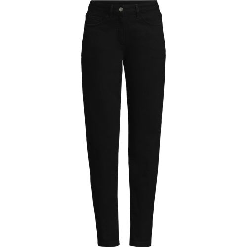 Slim Fit Stretch Denim Jeans, Women, size: 12, petite, Black, Cotton/Cotton-blend, by Lands' End