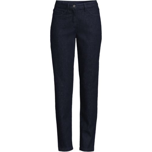 Slim Fit Stretch Denim Jeans, Women, size: 8, petite, Blue, Cotton/Cotton-blend, by Lands' End