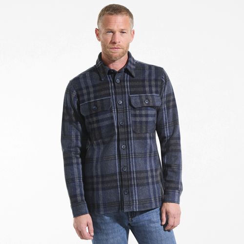  Lands' End Softe Twill-hemdjacke, Herren, Größe:44-46 Regular, Blau, Baumwolle/polyester/polyacryl, By Lands' End 