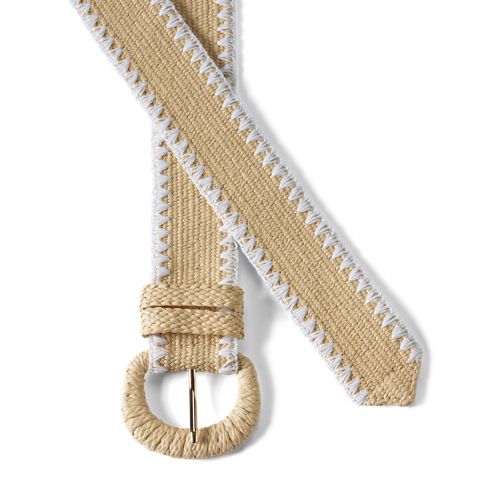  Lands' End Raffia-gürtel, Damen, Größe:l Regular, Weiß, By Lands' End 