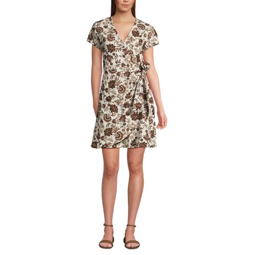 Women's Cotton Modal V Neck Mini Wrap Dess - image 5