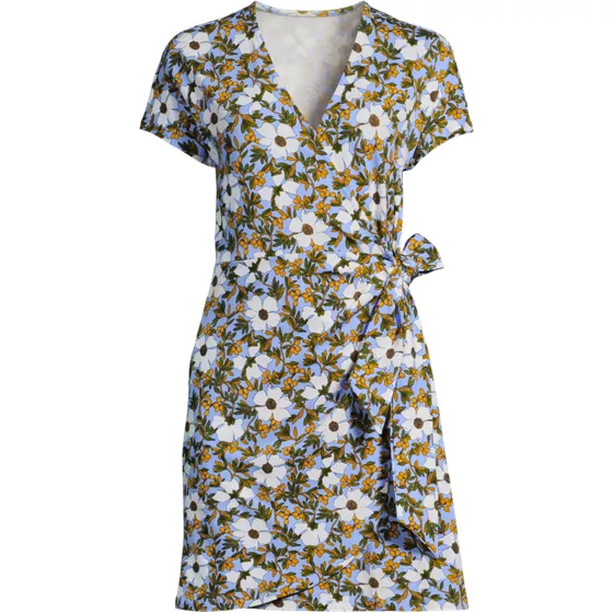 Women's Plus Size Cotton Modal V-neck Mini Wrap Dress - primary