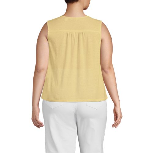  Lands' End ärmelloses Soft Flowtop Aus Leinenmix, Damen, Größe:48-50 Plus, Gelb, Leinen/baumwolle Modal, By Lands' End 