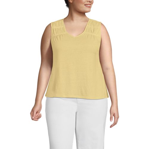  Lands' End ärmelloses Soft Flowtop Aus Leinenmix, Damen, Größe:48-50 Plus, Gelb, Leinen/baumwolle Modal, By Lands' End 