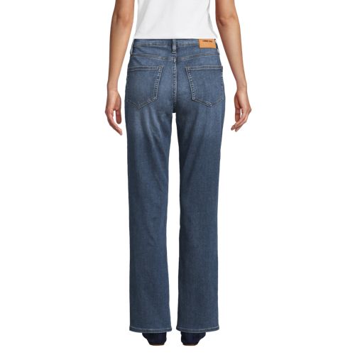  Lands' End All-day Coolmax Straight Fit Jeans Mid Waist, Damen, Größe:34 Regular, Blau, By Lands' End 