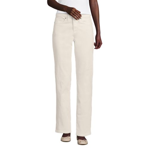  Lands' End All-day Coolmax Straight Fit Jeans Mid Waist, Damen, Größe:34 Regular, Weiß, By Lands' End 