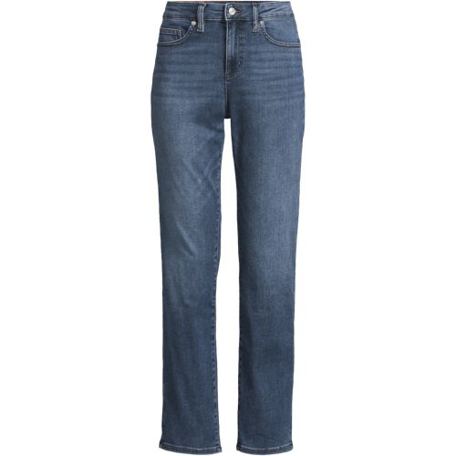  Lands' End All-day Coolmax Straight Fit Jeans Mid Waist, Damen, Größe:34 Regular, Blau, By Lands' End 