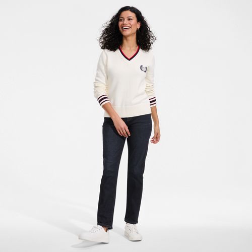 All-Day Coolmax Stretch Denim Jeans, Straight Leg, Women, size: 8, regular, Blue, by Lands' End