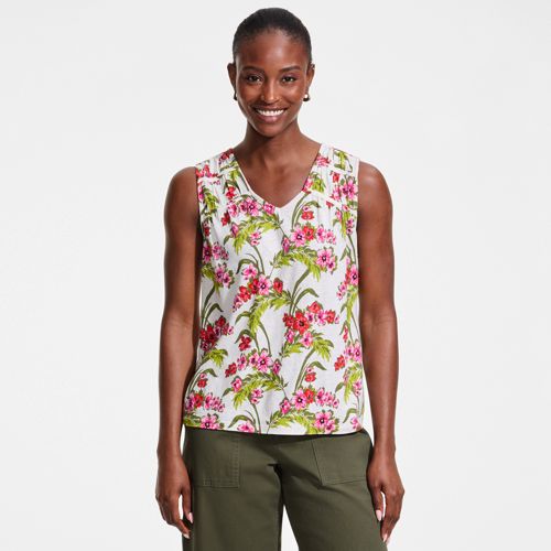  Lands' End ärmelloses Soft Flow Top Aus Leinenmix, Damen, Größe:32-34 Regular, Weiß, Leinen/baumwolle Modal, By Lands' End 