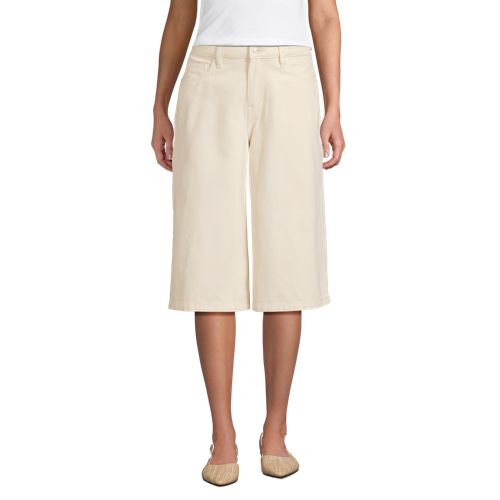  Lands' End Soft Comfort Jeans-culotte Im Leinenmix, Damen, Größe:34 Regular, Weiß, Baumwolle/leinen/lyocell (viskose), By Lands' End 