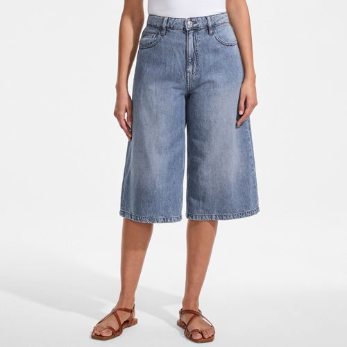  Lands' End Soft Comfort Jeans-culotte Im Leinenmix, Damen, Größe:34 Regular, Blau, Baumwolle/leinen/lyocell (viskose), By Lands' End 