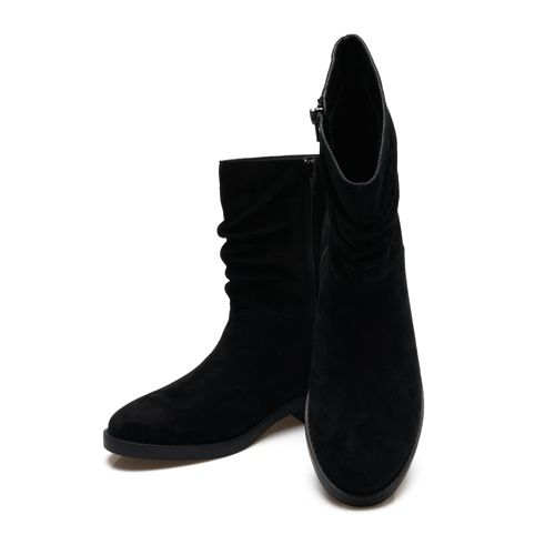  Lands' End Veloursleder-boots Mit Locker Sitzendem Schaft, Damen, Größe:36 Regular, Schwarz, Rauleder, By Lands' End 