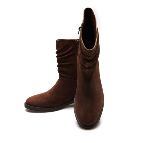  Lands' End Veloursleder-boots Mit Locker Sitzendem Schaft, Damen, Größe:36 Regular, Braun, Rauleder, By Lands' End 