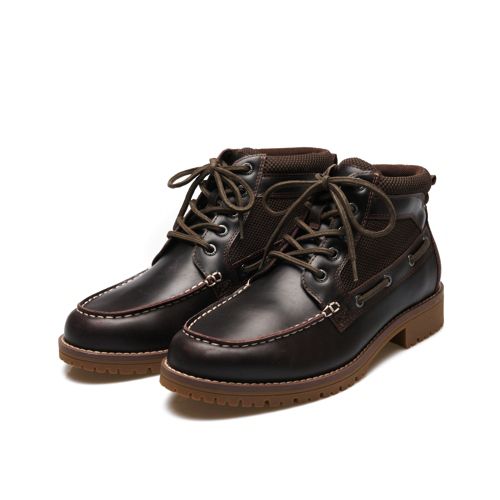 Leather Lace-Up Lug Boots, Men, size: 10, regular, Brown, Leather, by Lands' End