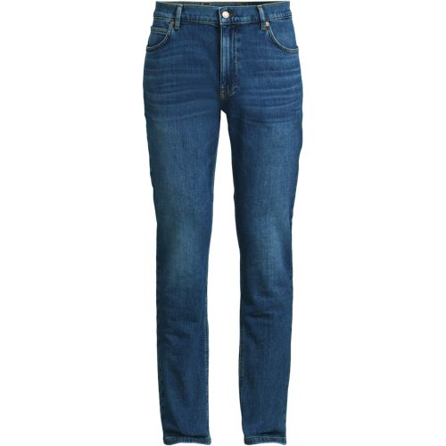 Straight Leg Stretch Jeans, Traditional Fit, Men, size: 40 30, regular, Blue, Cotton/Cotton-blend, by Lands' End