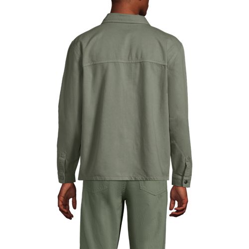  Lands' End Soft Comfort Hemdjacke Im Leinenmix, Herren, Größe:44-46 Regular, Grün, Baumwolle/leinen/baumwoll-mischung, By Lands' End 