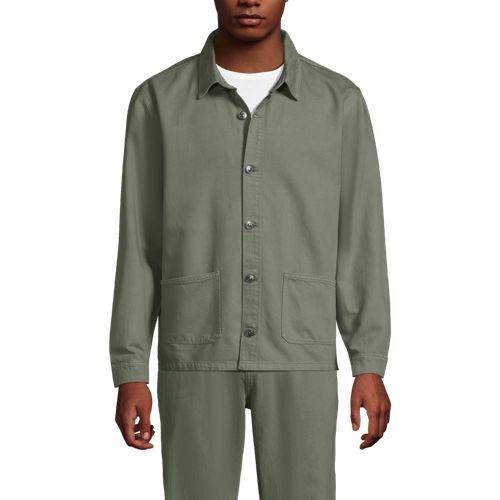  Lands' End Soft Comfort Hemdjacke Im Leinenmix, Herren, Größe:44-46 Regular, Grün, Baumwolle/leinen/baumwoll-mischung, By Lands' End 