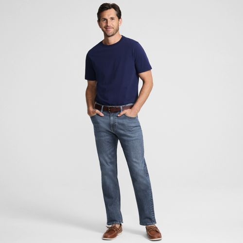 All-Day Coolmax Straight Leg Stretch Jeans, Men, size: 34 30, regular, Blue, by Lands' End