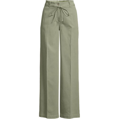  Lands' End Weite Chinos High Waist Aus Lyocell-mix, Damen, Größe:34 Regular, Grün, Baumwolle/baumwoll-mischung, By Lands' End 