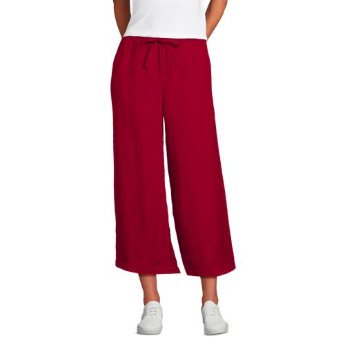  Lands' End Weite Premium Reinleinen-schlupfhose In 7/8-länge, Damen, Größe:34 Regular, Rot, Leinen, By Lands' End 