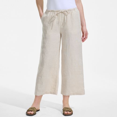  Lands' End Weite Premium Reinleinen-schlupfhose In 7/8-länge, Damen, Größe:34 Regular, Beige, Leinen, By Lands' End 