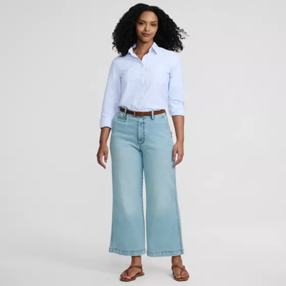 Women's Petite Recover Denim Mid Rise Wide Leg Ankle Jeans - primary