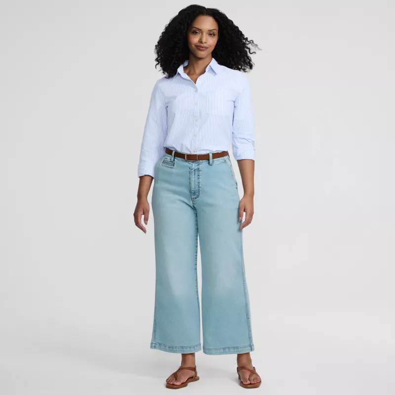 Women's Tall Denim Mid Rise Wide Leg Ankle Jeans, alternative image