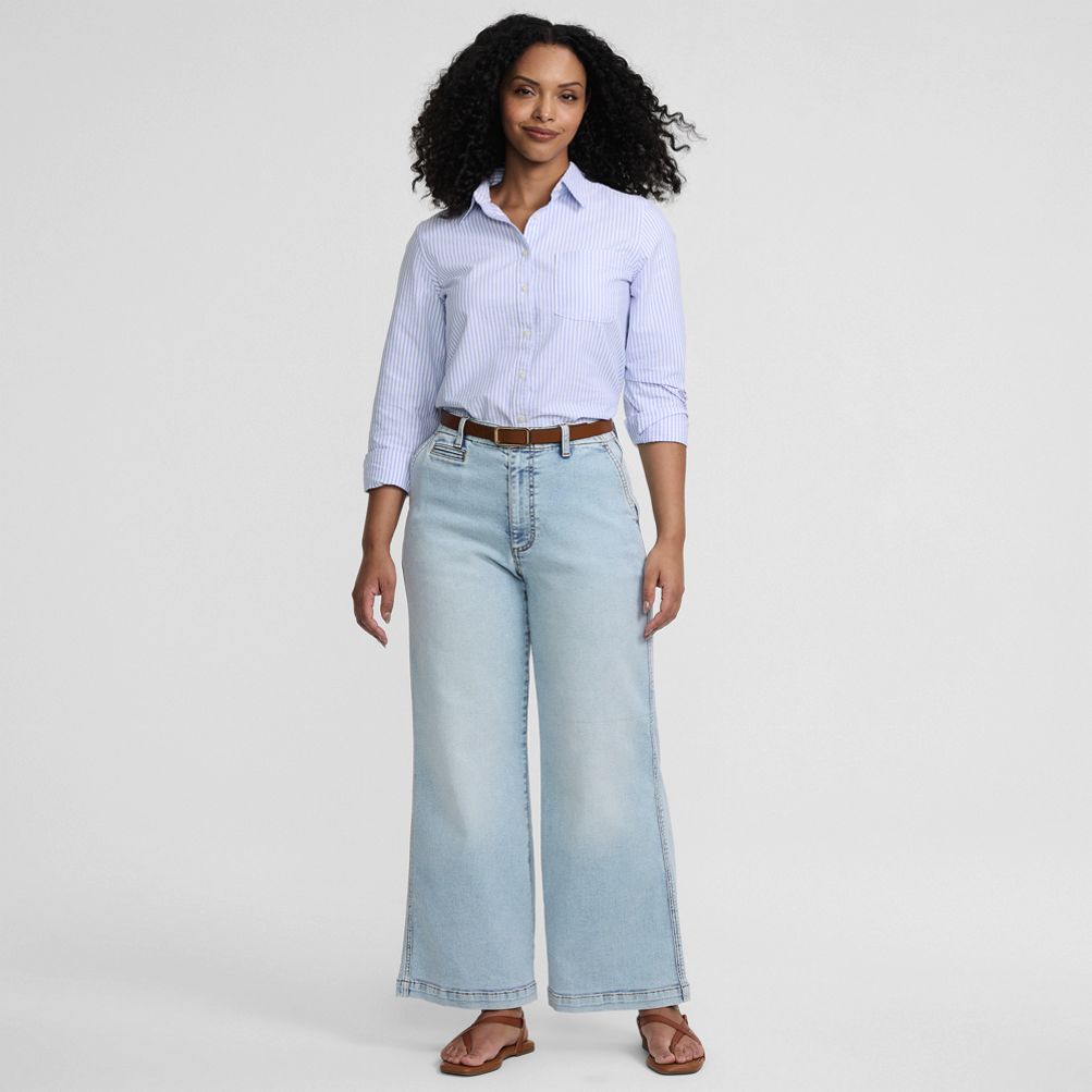 Women's Recover Denim Mid Rise Wide Leg Ankle Jeans | Lands' End