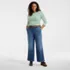 Women's Plus Size Recover Denim Mid Rise Wide Leg Ankle Jeans, alternative image