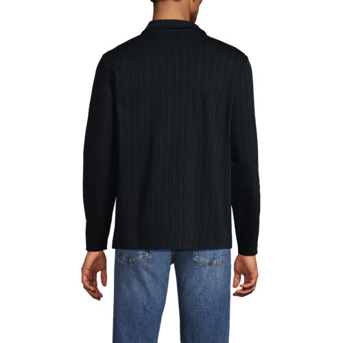  Lands' End Supima Langarm-poloshirt Mit Offenem Kragen, Herren, Größe:44-46 Regular, Blau, Baumwolle, By Lands' End 