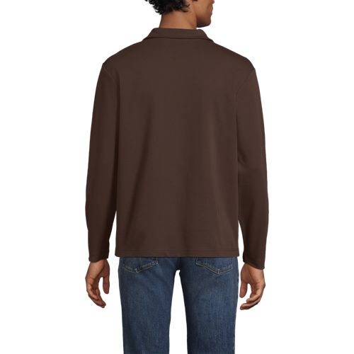  Lands' End Supima Langarm-poloshirt Mit Offenem Kragen, Herren, Größe:44-46 Regular, Braun, Baumwolle, By Lands' End 