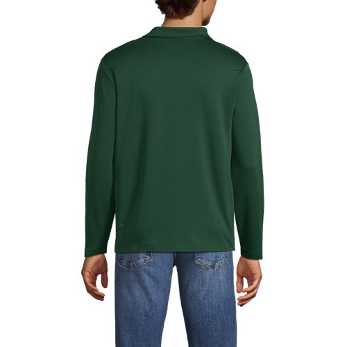  Lands' End Supima Langarm-poloshirt Mit Offenem Kragen, Herren, Größe:44-46 Regular, Grün, Baumwolle, By Lands' End 