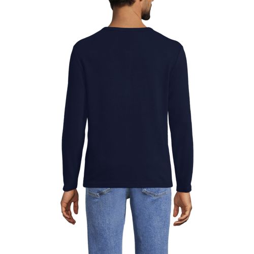  Lands' End Ottoman-henleyshirt Mit Langen ärmeln, Herren, Größe:44-46 Regular, Blau, Baumwolle/polyester/baumwoll-mischung, By Lands' End 